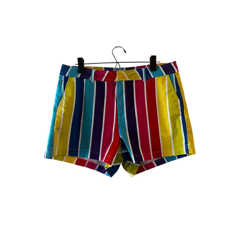 New York & Company Rainbow Striped Multicolor Shorts Women Sz 10